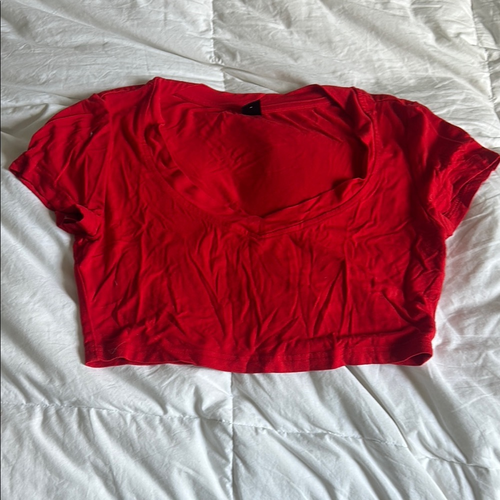 SHEIN Red Crop Top with Trendy Design